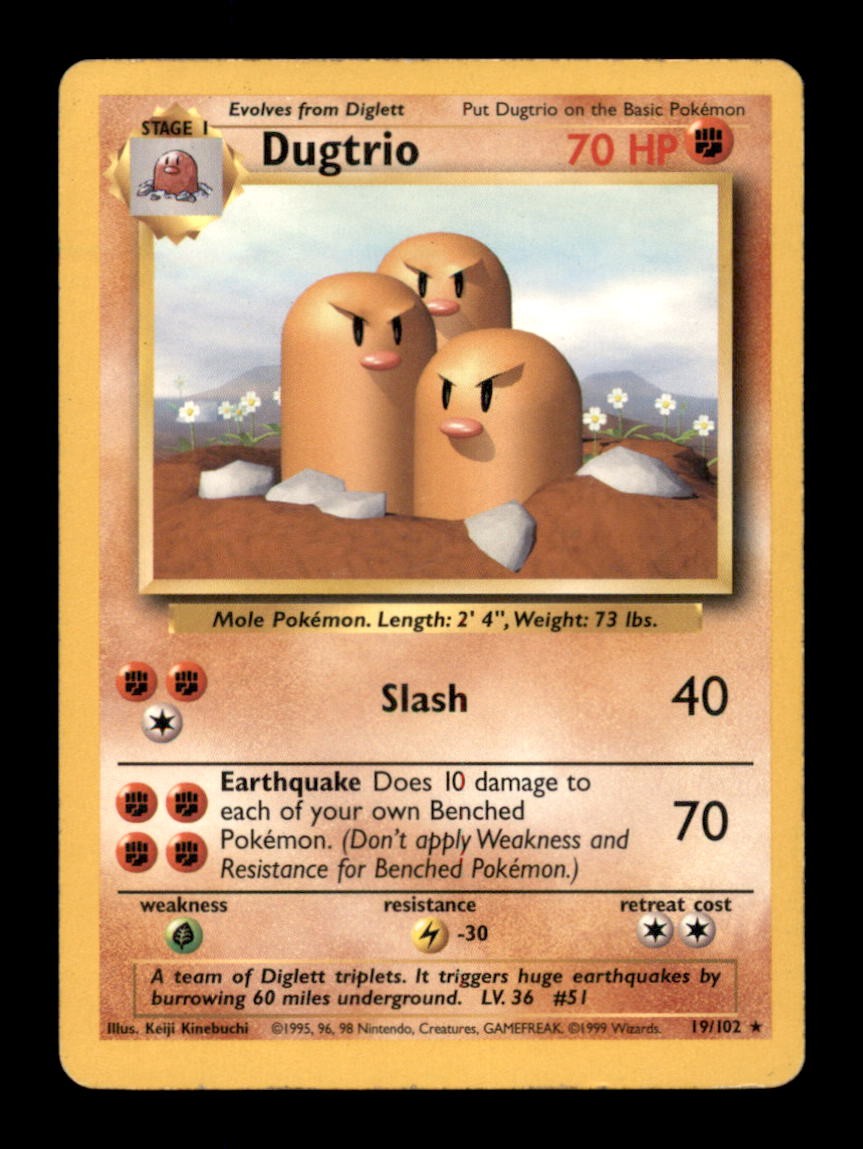 DUGTRIO 19/102 R BASE SET UNLIMITED POKEMON MP