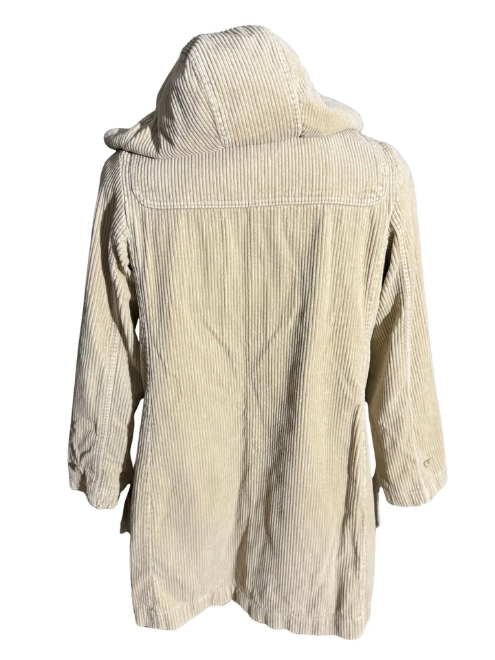 American Eagle женщин вельвет переключения пальто клетку с капюшоном куртки бежевый L - Изображение 4 из 4