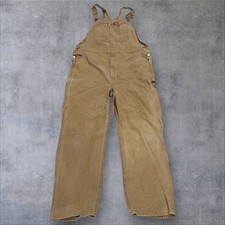 Dickies Dungarees Adult 38x32 Brown Bib Overalls Workwear Canvas Carpenter Men