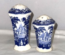 Vintage Mason's IRONSTONE VISTA BLUE SALT  PEPPER SHAKERS