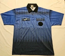 NISOA Referee Coolwick Shortsleeve Blue Grid Shirt Large
