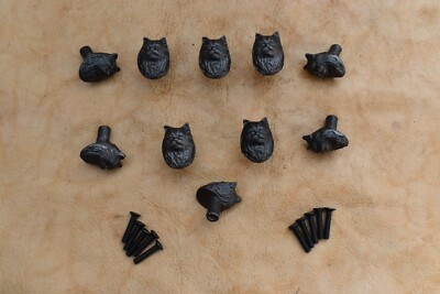 #ad Vintage Cast Iron Knob Cat shape Door Drawer handle cupboard knobs Pulls 10 pcs $44.00