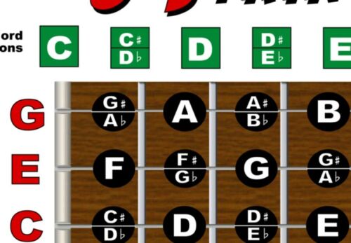 8 String Lap Steel Guitar Chart Poster C6 Tuning Altern Fretboard Notes - Picture 3 of 7