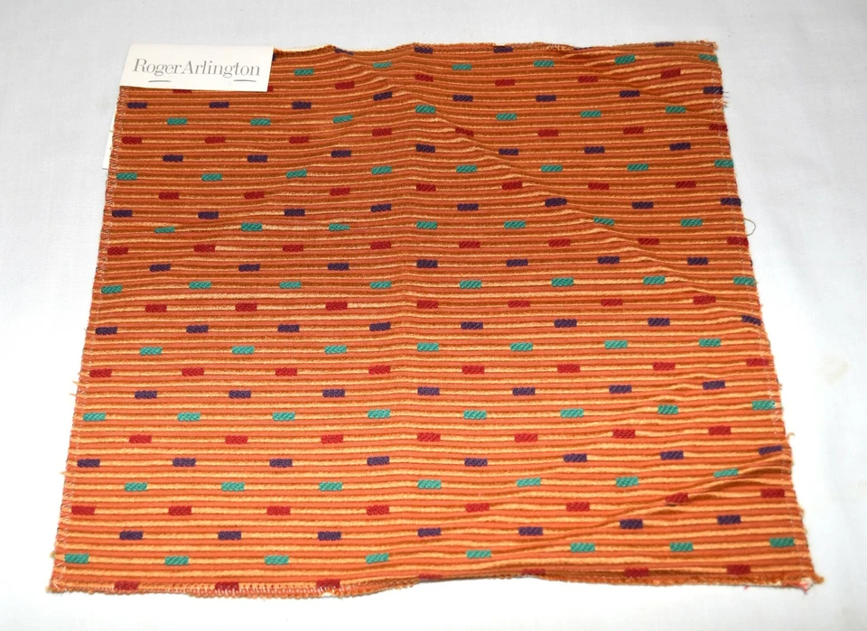 Roger Arlington Lot of 3 Stripes and Dots Rayon Cotton Upholstery Fabric Samples - Image 2 of 4