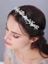 Bridal Headband Silver Tiara for Bride Wedding Headpieces Wedding Hair Access...