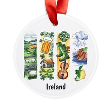 Ireland Motifs Graphic - Round Acrylic Ornament - Personalized Holiday Gift