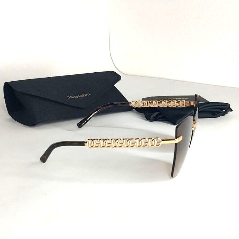 Dolce & Gabbana Sunglasses DG2289 02/13 Gold Brown Logo Dolce & Gabbana Sunglasses DG2289 02/13 Gold Brown Logo