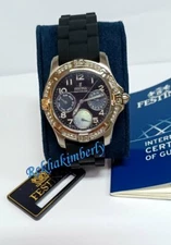 Festina Ladies Multifunction Zirconia Watch 35mm Black Quartz Steel NEW F16021/C