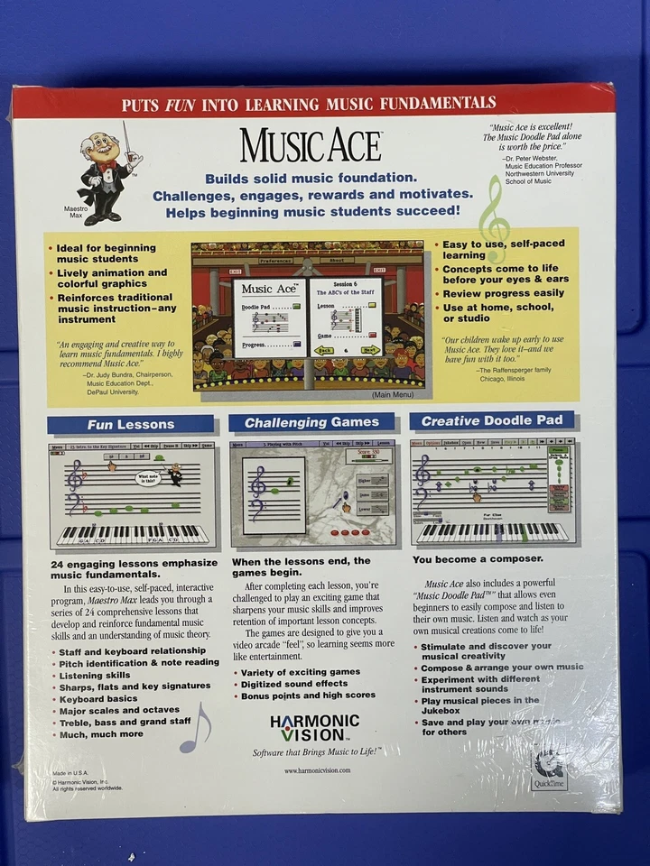 NEW SEALED Music Ace Software Windows 3.1 95 Macintosh CD Harmonic Vision - Image 2 of 4