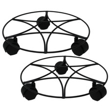 2Pc Plant Pot Planter Caddy Stand Mover Metal Black Wheels Trolley Wheelie Mover