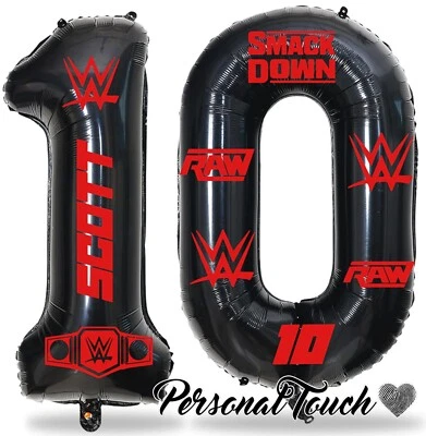 PERSONAISED BIRTHDAY WWE Wrestling BIRTHDAY Personalised DECAL SET for FOIL NUMBER BALLOON - NAME AGE