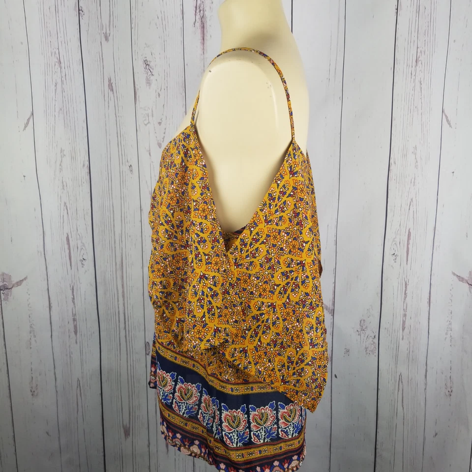 Lily White Tank Top Womens Medium Sleeveless Spaghetti Strap Paisley Yellow Foto 3 de 4