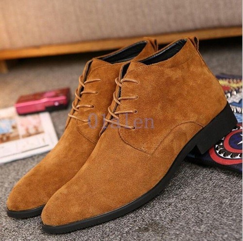 Stivaletto uomo deserto scamosciato a punta foderato chukka formale stringato scarpe eleganti - Foto 4 di 14