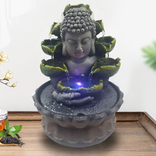 Buddha Zimmerbrunnen mit RGB LED Tischbrunnen Tischlampe Tischdeko Wasserbrunnen - Photo 1/16