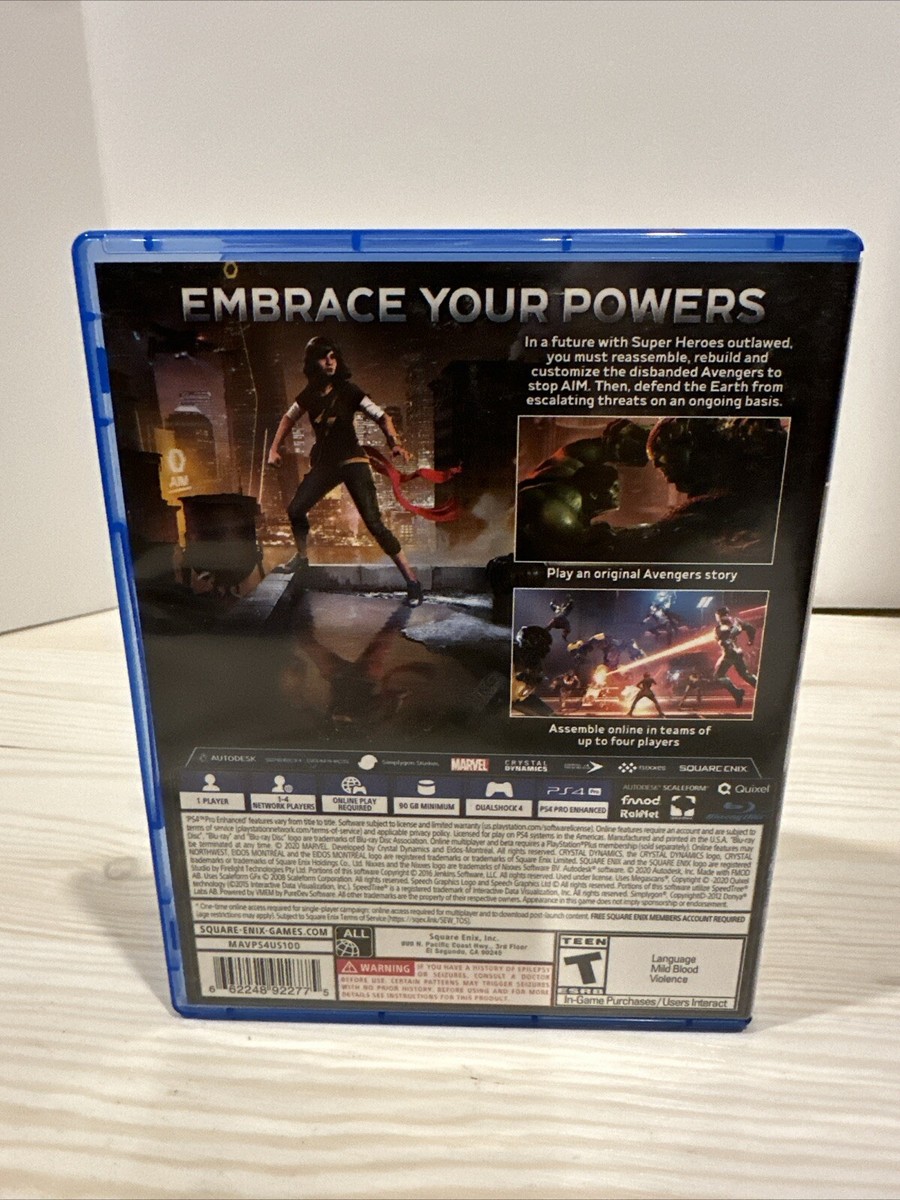 Marvel Avengers PS4 (Sony PlayStation 4) Excellent Disc