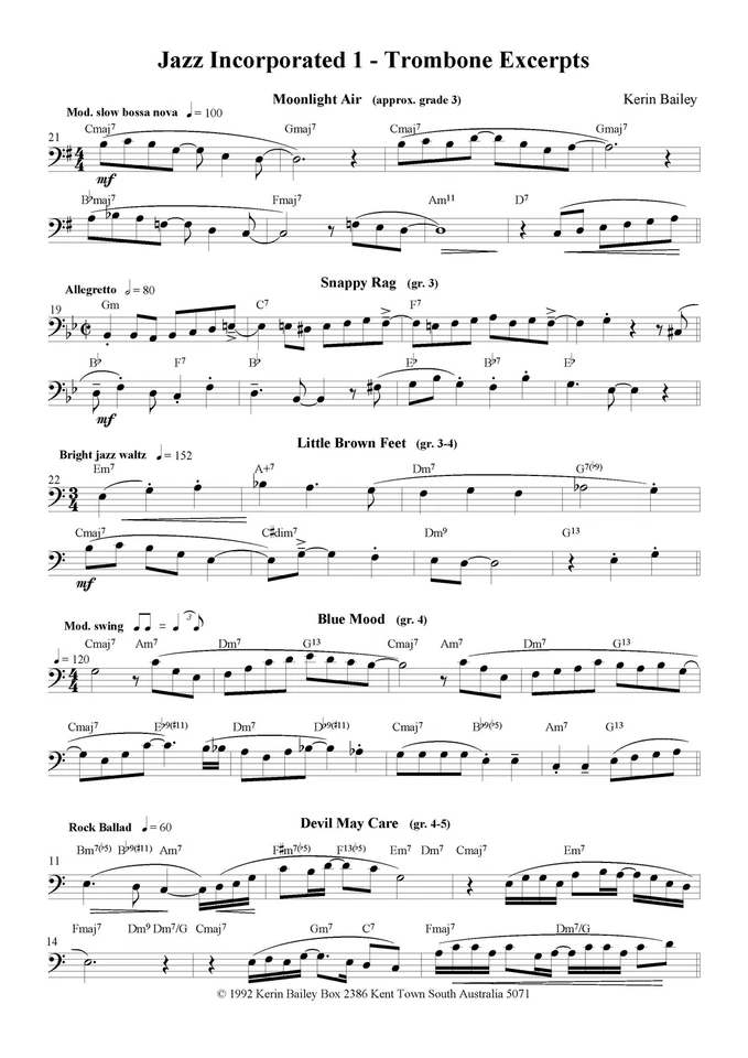 Jazz Incorporated Vol 1 for Trombone Euphonium Book CD Sheet Music Kerin Bailey - Image 3 of 4
