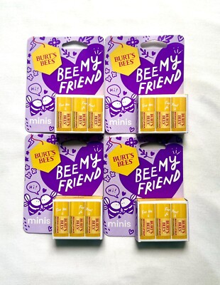 4x Burt's Bees Bee My Friend 3 Beeswax Lip Balm w/ Vit E & Peppermint Mini Balms
