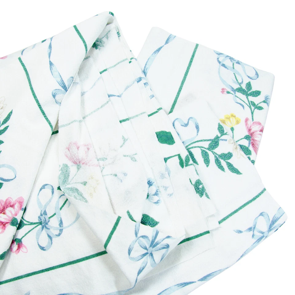 2lb 9oz Upcycled Cotton Flannel Sewing Material Yardage Floral Ribbon Print 1993 - Image 2 of 3