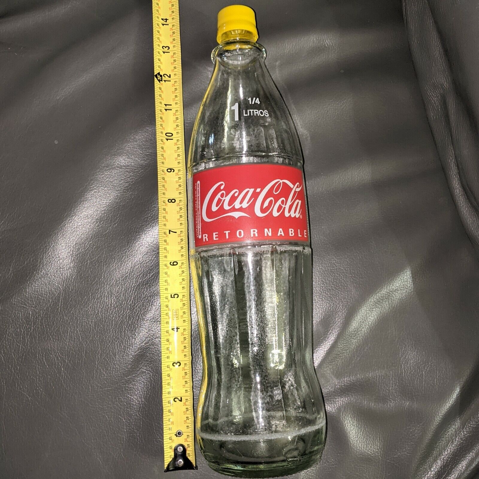 Large Glass COCA-COLA Soda Bottle 1 1/4 liters Made In Mexico 2012 hecho 13  inch