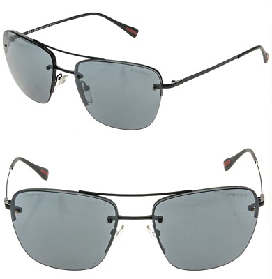 PRADA 52R Linea Rossa Spectrum Sport Pilot Sunglasses Black Red Stripe PS52RS