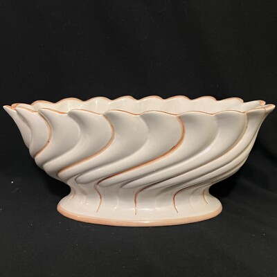 Vintage Ceramic Bowl Planter  Painted White Terracotta Italy #K2190 4x5x9.75 