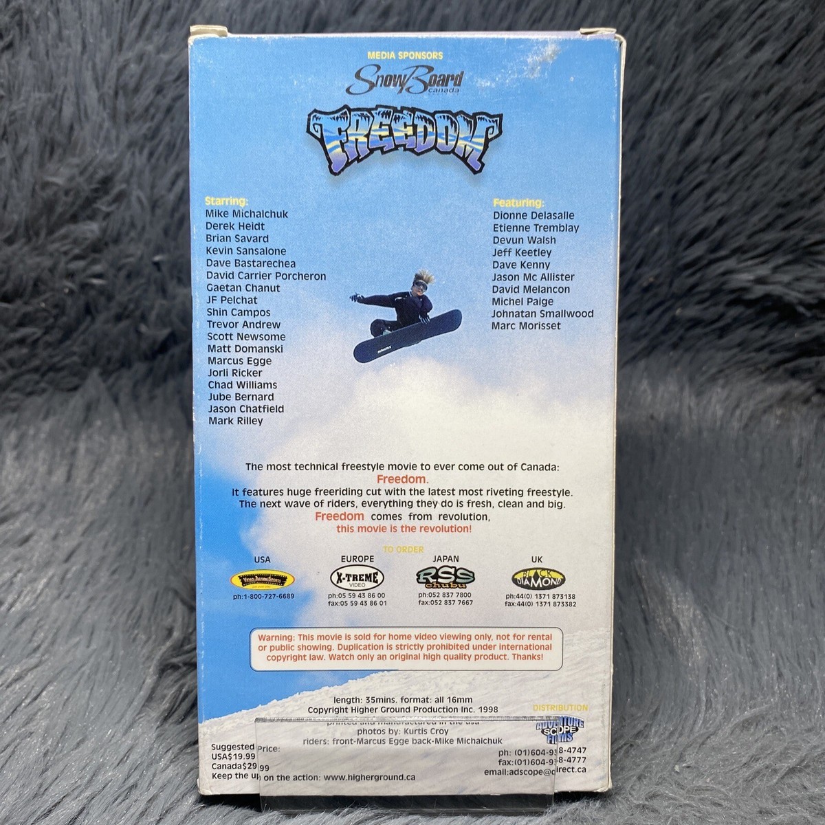 Freedom VHS 1998 Canada Snowboarding Jorli Ricker Derek Heidt RARE