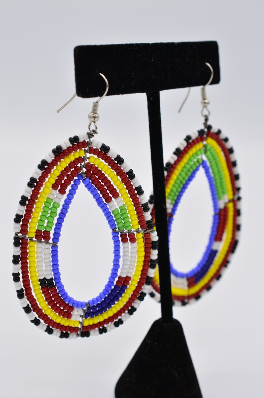 Vintage Statement Earrings Dangle Multi-Color Bea… - image 4