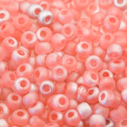 Vintage Czech Seed Beads E Beads 6/0 Trans. Frosted Ruby w/ Silver 15g 10106031 - Picture 1 of 1