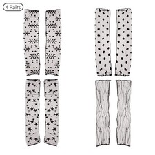 4 Pairs Women Lace Mesh Ice Sleeve Half-finger Gloves see-through Sunscreen 38cm
