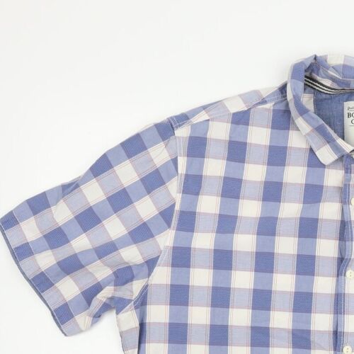 Boston Crew Mens Blue Check Cotton blend Size XL Collared - Picture 3 of 12