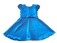 Vintage 90s Dress Blue Satin Handmade Baby Toddler Girl Amish Mennonite