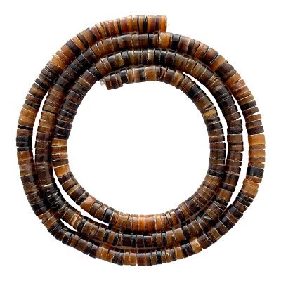 Brown Pen Shell Beads Long 24 Inch Strand 4-5mm Heishi Slice Puka No Clasp