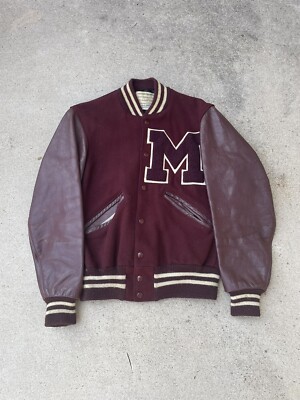 Vintage 60's Varsity Letterman Bomber Jacket Chain Stitched Men's