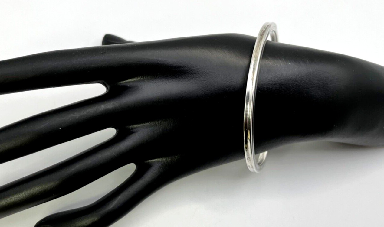 PETITE Solid Sterling Silver 925 Ribbed BANGLE BR… - image 1