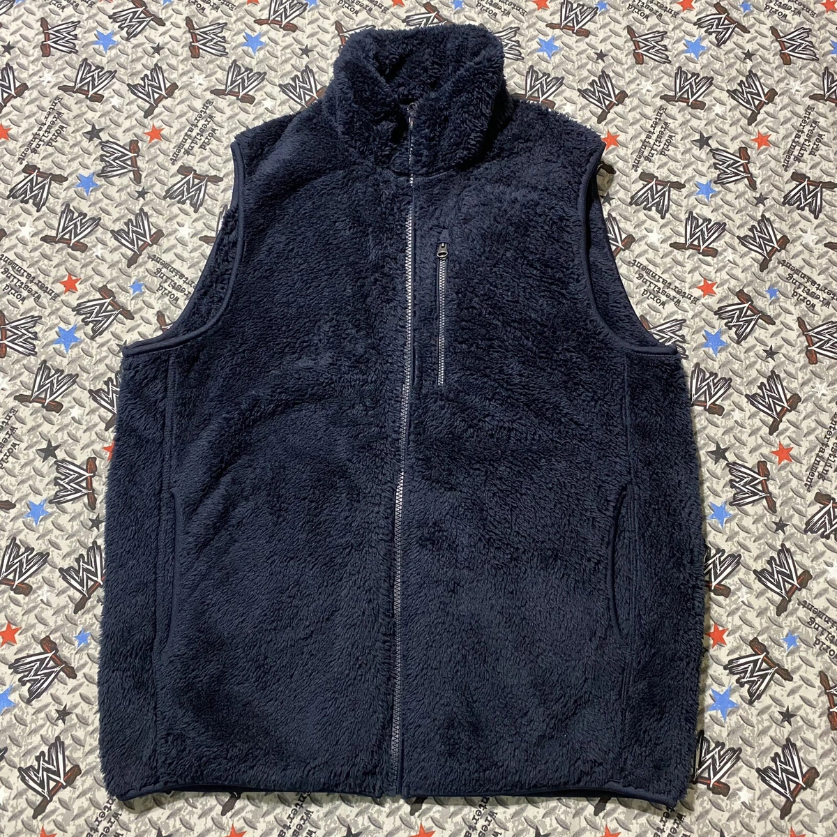 Uniqlo Women s Fleece Vest M Black Hooded Zipper Front with Pockets