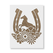 Floral Horseshoe Stencil - Reusable Mylar Stencils for Painting