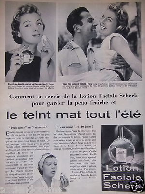 WERBUNG 1957 GESICHTSLOTION SCHERK MATT TEINT DEN GANZEN SOMMER - ADVERTISING