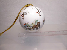 80er J. Duftkugel Porzellankugel f&uuml;r Potpourri Reitermotive Kutschen &Oslash; 7,6cm 87g