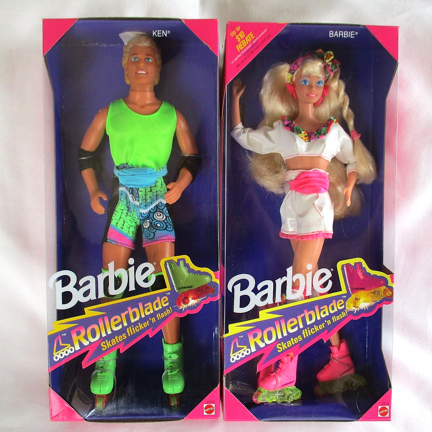 Lot of 2 Rollerblade Barbie Ken Doll Flicker &lsquo;n Flash 1991