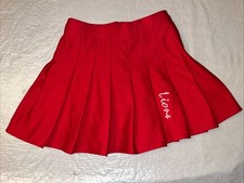 vtg USA MADE Varsity Spirit Fashions red pleated mini skirt Lions cheerleader 6