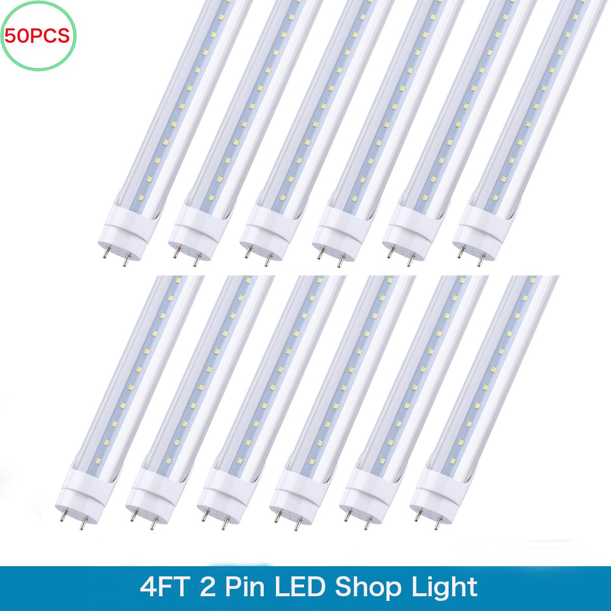 50Pack 22W 4FT T8 Led Tube Light Bulbs,4 Foot G13 2-Pin Dual Power Shop Light