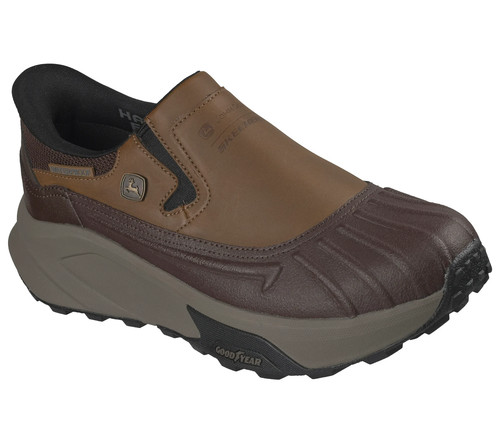 John Deere Skechers Shoes Men Slip Ins Duck Boot Comfort Waterproof Brown 256200