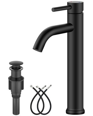 Matte Black Vessel Sink Faucet Tall Bathroom Faucet Stainless Steel Aolemi