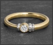 Diamant Solitär Ring mit 0,20ct Brillant, 750 (18 Karat) bicolor Gold Damenring