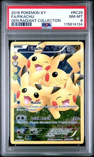 2016 POKEMON GENERATIONS RADIANT COLLECTION PIKACHU #RC29 PSA 8 NM #115814134