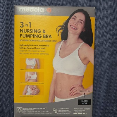 Medela 3in1 Nursing & Pumping Bra  Breathable, Electric Pumping Size S BLACK