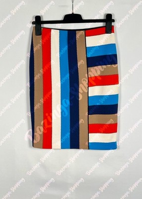   Moderner Designer Rock Marc Cain blau beige rot Streifen chic edel N1  