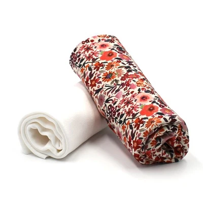 VMG-STORE Stoffpaket 0,5m Jersey+ 0,5m Bündchenstoff Nähen Kinderkleidung Set 47 Blumen