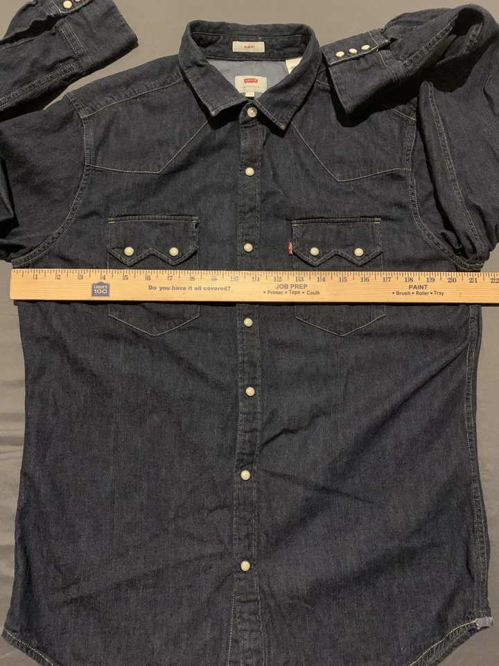 Camisa Levi's Sawtooth Western Denim Perla Broches de presión para mujer L azul manga larga Foto 4 de 4