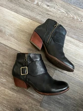 KORK EASE Natayla Moto Block Booties Black Comfort Leather Size 6.5 EUC